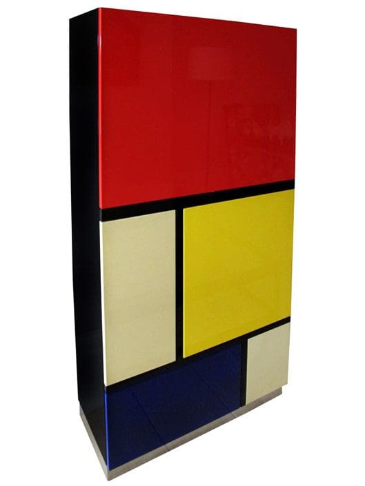 Mondrian cabinet in lacquer, chrome and glass. Koni Ochsner. 1983. Switzerland
