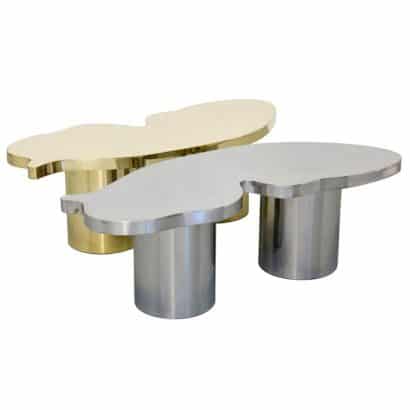 John Tomjoe (Madrid 1977 - ) Farfalle coffee table in two parts polished brass & steel each section is signed,numbered & dated 1-10 2014